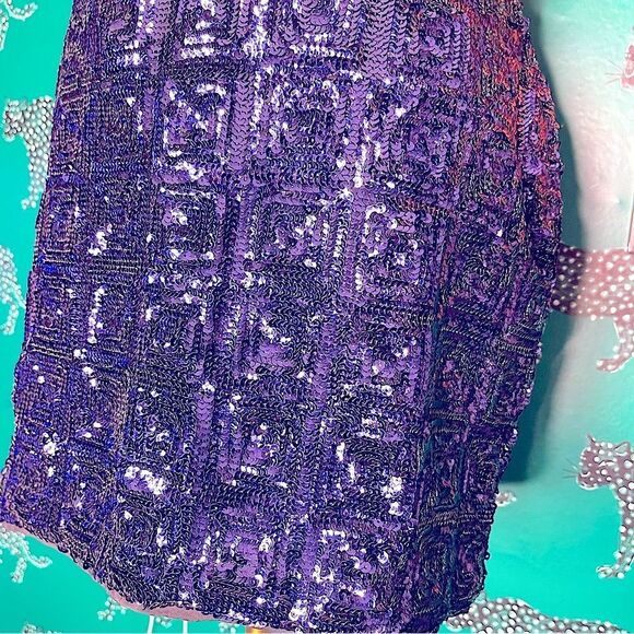 NWOT H&M Brand Dark Blue Sequin Festive Lined Mini Skirt Size 6 - Picture 4 of 8